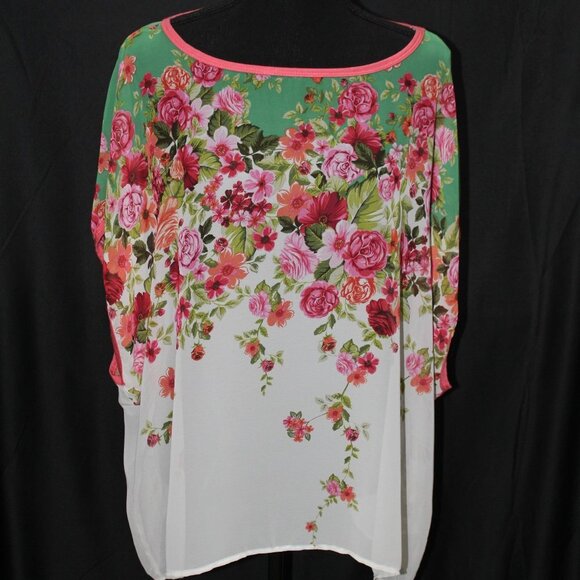 Bobeau Elegant Floral Flowing Women's Top - Picture 2 of 14